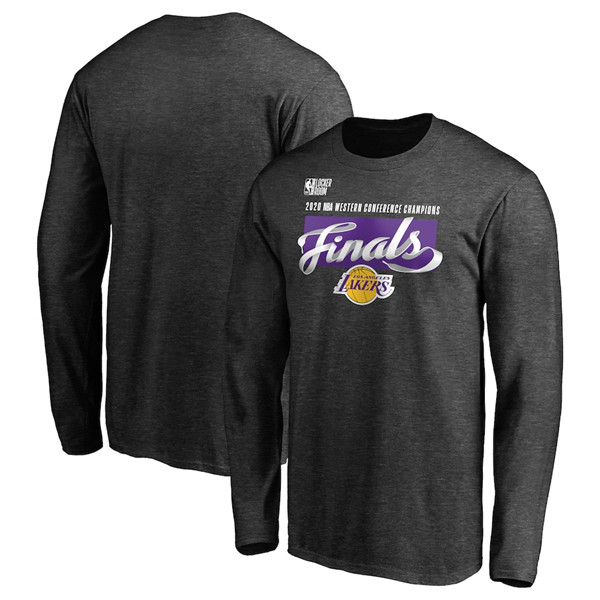 Men's Los Angeles Lakers Heather Charcoal 2020 Western Conference Champions Locker Room Long Sleeve NBA T-Shirt